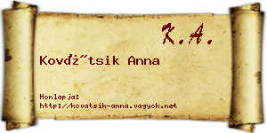 Kovátsik Anna névjegykártya