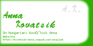 anna kovatsik business card